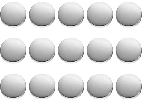 sourcing map 15pcs Metal Round Buttons 12mm Zinc Alloy Shank Flat Sewing Craft Replacement Buttons for Clothing Decoration DIY Accessories, Bright Silver