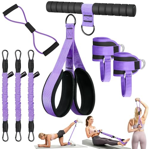 Élastique Musculation, Bande de Resistance Elastique Sport Maison Fitness | Bande de Resistance avec Pedale, Sangle Cheville Musculation Poulie,Figure 8 Resistance Band,Sit-up Corde de Tension