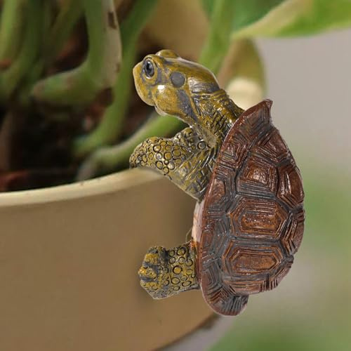 Gosknor 2pcs Pot de Fleurs en Forme de Tortue en Résine, Figurine Tortue Grimpante Mignon Statue Tortues Suspendue Pot Fleurs Cadeau pour Décoration Jardin Vase Terrarium Décorations