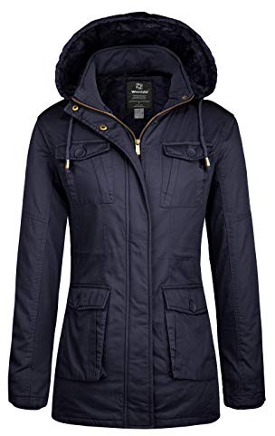 wantdo Women's Warm Winter Sherpa Lined Parka Coat Anorak Jacket Navy,M