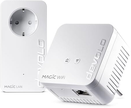 devolo Magic 1 WiFi mini Starter Kit, WLAN Powerline Adapter, bis zu 1.200 Mbit/s, WLAN Verstärker, 1x LAN Anschluss, dLAN 2.0, weiß