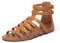 katliu Riemchensandalen Damen Flach Römersandalen Sommer Leder Bohemian Strand Sandalen Braun 40
