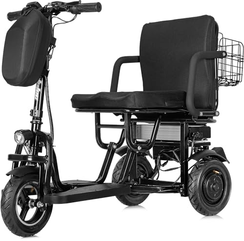 MotoTec Folding Mobility Electric Trike 48v 700w Dual Motor Lithium Black, 42x22x33 Inch, MT-FOLD-TRK-700