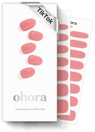 ohora Semi Cured Gel Nail Strips (N Cream Glow) - Pink, Solid, Works with Any UV/LED Lamps, Salon-Quality, Long Lasting, Easy to Apply & Remove - Includes 2 Prep Pads, Nail File & Wooden Stick