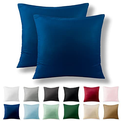 Alreya 2er-Set Renforcé Kissenbezug 40 x 40 cm - 100% Baumwolle mit Reißverschluss, Superweicher Kopfkissenbezug 40x40, Kissenhülle, Blau, nur Kissenbezug