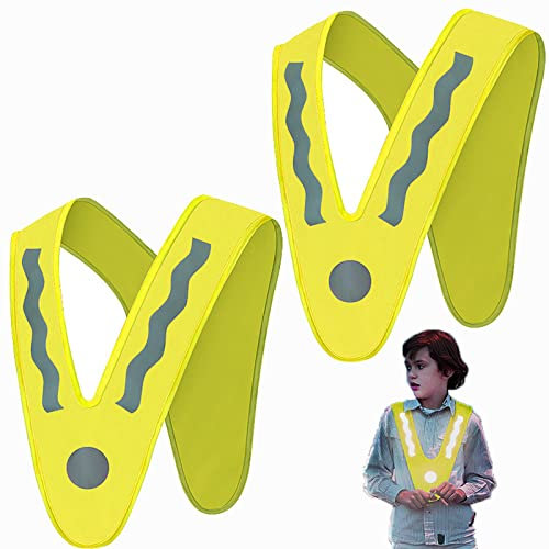 KWHSUN Warnweste Kinder,2Pcs V-Form Signalkragen,Sicherheitsweste für Kinder,Warnwesten Kinder,Reflektorweste Kinder,für bessere Sichtbarkeit bei zur den Radfahren,Schulweg,Sport