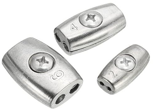 Attaches Pour CâBles MéTalliques 3 pièces 2/3/4/6/8mm câble pince fil câble métallique poignée câble Simplex pince alliage Nickel-phosphore argent Chandlery Applications Serre CâBles ( Size : 8mm )