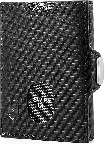 DODENSHA Mini Geldbörse mit Münzfach und RFID-Schutz I Portmonee Herren I Kartenetui Geldbeutel Leder I Slim Wallet I Karten Portemonnaie Klein | Kreditkartenetui | Carbon