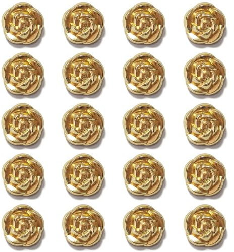 20 PCS Retro Rose Shaped Metal Gold Buttons - Gold Blazer Button for Women's Coat, Shirt, Suit & Jacket