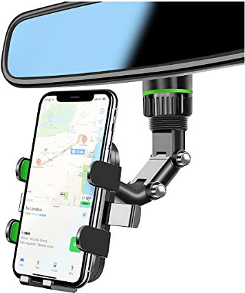 CGEAMDY Supporto per Telefono per Auto, 360 Universale Sicuro Porta Cellulare da Auto Specchietto, Multifunzionale Girevole e Retrattile, Adatto a Tutti Gli Smartphone e Le Auto (Verde)