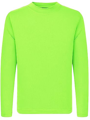 QBK 3T to Youth Neon Shirt Kids UPF 50+ Dry Fit Athletic Long Sleeve T Shirts for Boys and Girls-Moisture Wicking Rash Guard (Green 5T)