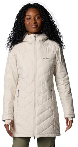 Columbia Heavenly-Giacca Lunga con Cappuccio Piumino, Pietra Scura, XS Donna