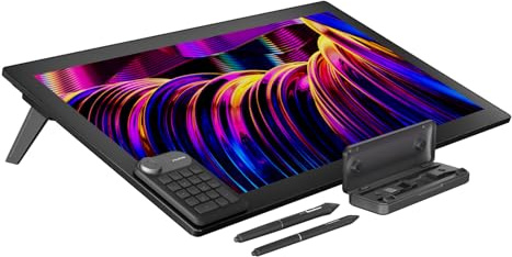 HUION KAMVAS Pro 27 4K UHD ritplatta med skärm, PenTech 4.0 batterifri pekpenna med andra generationen anti-bländning etsat glas, hellaminerad grafiksurfplatta, 98 % Adobe RGB multipekskärm för