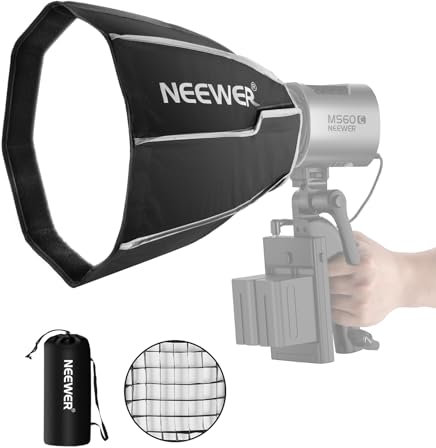 NEEWER 30 cm achteckige Softbox mit benötigter Halterung, schnell zusammenklappbar, schnell aufzubauen, Mini-Softbox mit Diffusoren/Wabengitter/Tasche für MS60 MS60B MS60C MS150B