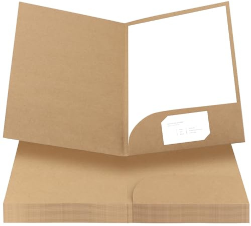 HEIHAK 25 Cartelle Porta Documenti in Carta Kraft A4 con Tasche per Carte, Cartelle a Taglio Quadrato, Cartelle in Cartone A4, Organizer per Presentazioni, Ufficio, Casa, Riunioni