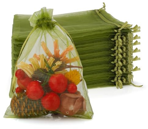 Geschenktüten,Geschenktüten Klein,Säckchen Zum Befüllen,Candybar Tüten,Organza Säckchen,Kleine Stoffsäckchen,Schmuckbeutel,Kleine Beutel Mit Zugband,Hochzeit Bonbonsbeutel,13×18cm Armeegrün (50 Stk)