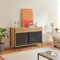 [en.casa] TV Schrank Tysnes Lowboard mit 2 Türen und 2 Schubladen Fernsehschrank 120 x 40 x 75 cm TV Board TV Kommode mit Metallgestell Fernsehtisch Eiche/Schwarz