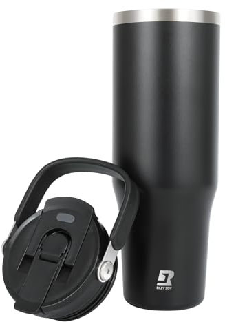 Riley Joy Termo Aislante 2.0-1L Taza Aislante de Viaje - Vaso con asa de Pajita, Termo de Café para Caliente o Helado Acero Inoxidable sin BPA para Camping Sport
