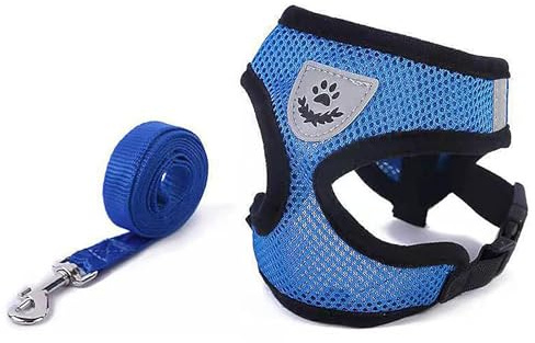 Escape-Proof Soft Mesh Cat Harness and Leash Set – No Pull Vest for Kittens and Small Animals (Rabbits, Mice, Cats) – Stylish Blue Cat Collar Included，blue dog harness，dogs harness