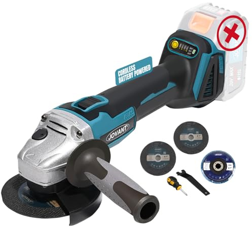 Batteridriven vinkelslip, 8 500 RPM elektrisk effekt vinkelslip med borstlös motor, 4 tum och 4–1/2 tum separationsslip för polering/skärpning/borttagning av rost (inget batteri)-JOVANT
