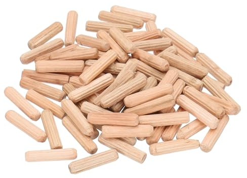 PATIKIL 1/4 Wooden Dowel Pins, 212 Pcs M6x25mm Wood Dowel Pins Hardwood Pegs Fluted Groove Easy Insertion for Crafts Furniture Door Art