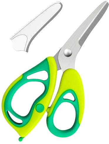 CCR Tijeras Niños,Tijeras para Manualidades Infantiles con Tapa para de 5 Años Arriba,Cuchillas de Acero Inoxidable y Manijas de Mango Blando,para Cocina Escolar y Uso Doméstico