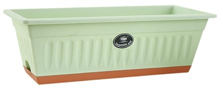 KESOTO Flower Window Box Vegetable Planter, Windowsill Pot With Drainage Holes & Tray, Rectangle Plant Pot, Window Box Planter, Plastic Plant Trough for Patio, Garden Home Decor, Pale, Light Green