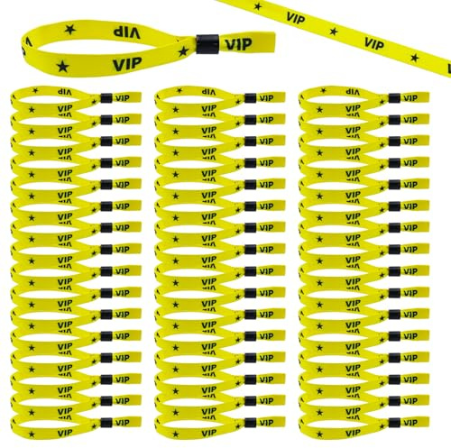 INNAL 50 Pezzi Nastri di Ingresso VIP,Braccialetti per Eventi in Tessuto,Vip Bracciali Oro Nero,Braccialetti VIP Tessuto,Bracciali VIP di Identificazione per Eventi,Concerti,Matrimoni,Bar(Oro Nero)