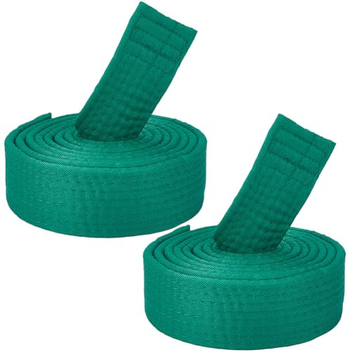 CREATCABIN 2 grüner Jiu Jitsu Gürtel Polyester Kampfsportgürtel Judo Karate TKD Aikido Einheitlicher Ranglistengürtel Lang Weich Universell Passend Taekwondo Für Männer Sporttrainingsausrüstung 200cm