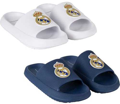 Chanclas Playa EVA Real Madrid para Niños y Adultos | Sandalias Oficiales Antideslizantes y Ligeras | Calzado Verano Cómodo para Piscina, Playa y Ducha | Tallas Infantiles y Adultas