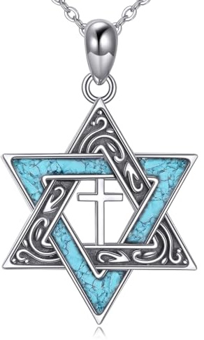 YAFEINI Cadena de plata de ley con colgante de estrella de David, collar con cruz de estrella de David, regalo para mujer