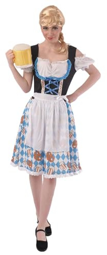 MOYGOR Dirndl pour femme, costume pour la fête de la bière, Halloween, le carnaval, blanc/bleu, M