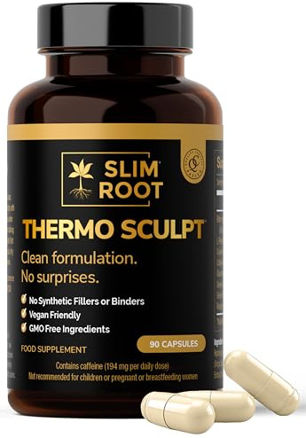Slim Root Thermogenic Capsules for Fat Burning Support & Weight Management – Energy & Metabolism Support – Thermo Sculpt – for Women & Men – 90 Vegan Capsules - 6 Week Supply