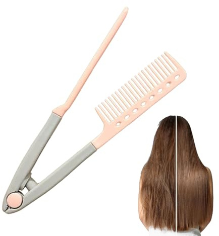 Pettine per lisciare i capelli tipo V, raddrizzatore per barba da uomo, spazzola lisciante per capelli, spazzola per donne, manico ergonomico con fori per sezionare, strumento per lo styling a secco
