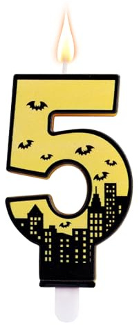 Velas de Cumpleaños con Números de Murciélago, Decoración para Tartas con Temática Batman Ideales para Fiestas Infantiles (5)