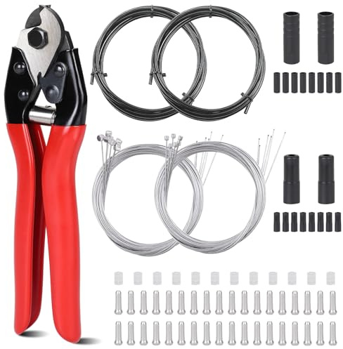 efuturetime Kit Cavo Freno Bici 83 Pezzi con Tronchese per Cavi, Cavi Freno & Cambio Zincati, Guaine Bowden, Terminali, O-Ring - Linea Freno Bicicletta per MTB