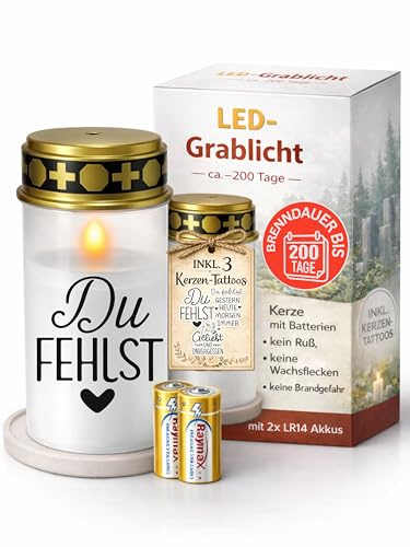 drytogo Velas de tumba LED con batería, resistentes a la intemperie para exteriores con efecto parpadeante, velas de cementerio hasta 6 meses de duración de luz, elegante vela conmemorativa con 3
