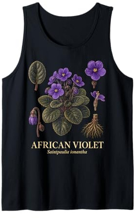 African Violet Saintpaulia Ionantha Vintage Plant Study Tank Top