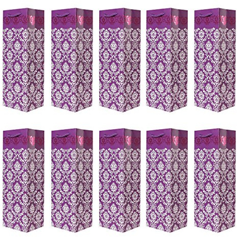 Pack of 10 Noble Bottle Gift Bags Purple for Wine Sparkling Wine and Champagne 36 cm x 12 cm x 10 cm - 14.17 x 4.72 x 3.94