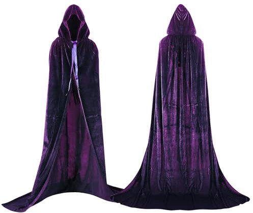Labellevie Cape à capuchon Longue Velvet Adulte Unisexe Déguisement Costume Halloween - Violet - Taille L