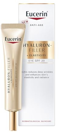 Eucerin Hyaluron-Filler + Elasticity Eye Cream SPF20 15ml, Advanced Anti-Wrinkle Eye Cream to Target Signs of Ageing, Innovative Eye Moisturiser with Hyaluronic Acid