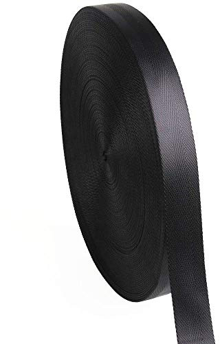 Flat Nylon Webbing 1 Roll 10 Yards 1 Inch Wide Strap for DIY Making Luggage Strap, Dog Leashes, Lawn Chairs, Hammocks, Towing, Outdoor Activities, Canoe Seat, Furniture, Slings (Black) (1'' wide)