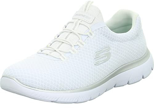Skechers Summits Top Player Damen Sneaker, White Mesh Silver Trim, 42 EU