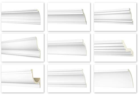 HEXIM Perfect 2 Meter Zierleiste - große Auswahl, (AB167-56x58mm) - Stuck aus PU gemustert, weiß, stoßfest - Eckleiste Dekorleiste Stuckprofil Zierprofil