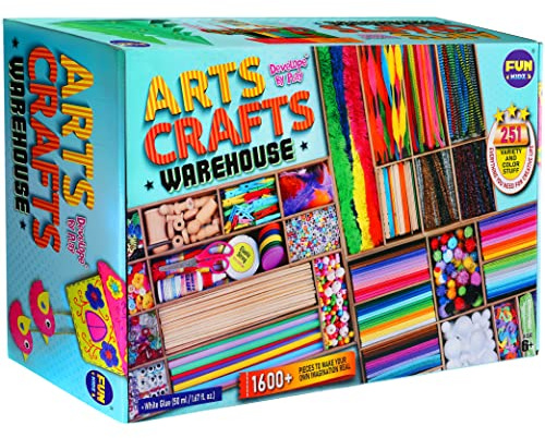 3 Layers Jumbo Arts and Crafts Supplies Warehouse, Biggest Chest Box 17.91Wx12.4L Includes 1600+ Giant Craft Materials Kit for Kids 6-12 Creative Toys Birthday Gift for Preschool Girls and Boys