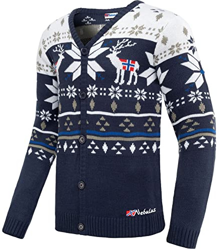Nebulus Chaqueta de punto noruega SCAPE para hombre, azul marino, S
