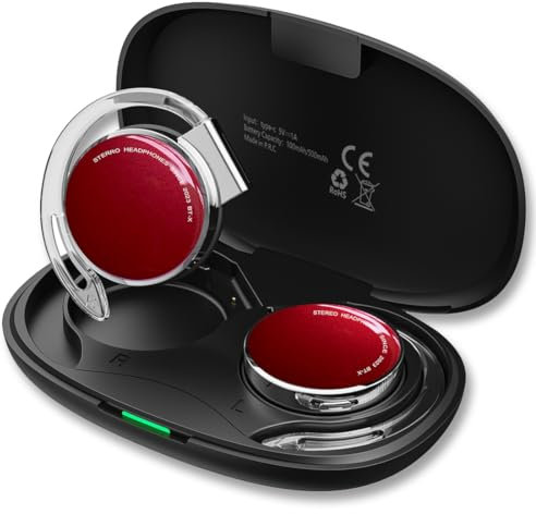 Clip on Auriculares Bluetooth V5.3, Deportes Inalámbricos Auriculares Bluetooth Auriculares On-Ear con Luz de Respiración, Auriculares Bluetooth con 4 Micrófonos, Ajuste Cómodo, Auriculares con Gancho
