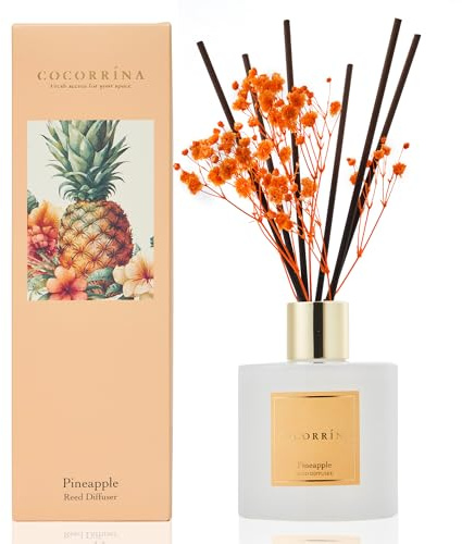 Cocorrína Reed Diffuser Sets - 200ml Pineapple Diffuser with 8 Sticks Home Fragrance for Bedroom Bathroom Living Room, Home & Office Decor