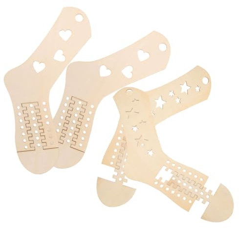 Generico Bloccanti Per Calzini in Legno 2 Paia Di Strumenti Per Lavorare a Maglia Forme Per Calzini All'uncinetto Per Progetti Fai Da Te e Esposizione Calze Superficie Liscia e Bordi Curvi