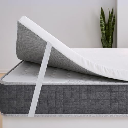 Topper 150x190 Carbono Activo Núcleo 100% Viscoelastica Adaptable con Memoria. Funda Lavable con Cremallera, Transpirable y Anti Bacteriano. Altura 5 cm ErossConfort